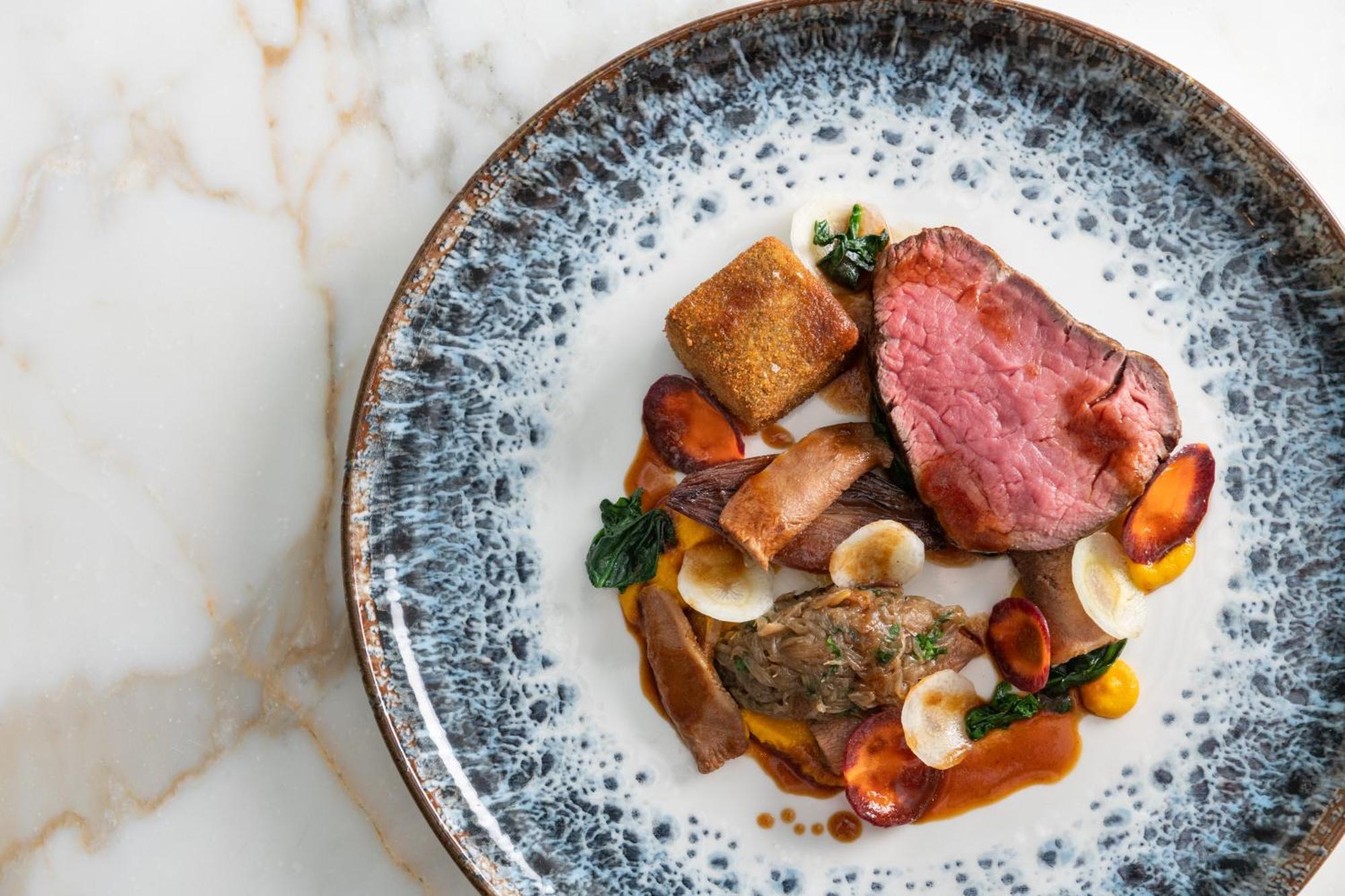 Harbour Hotel & Spa Southampton Ngoại thất bức ảnh A modern British dish of beef and mushrooms